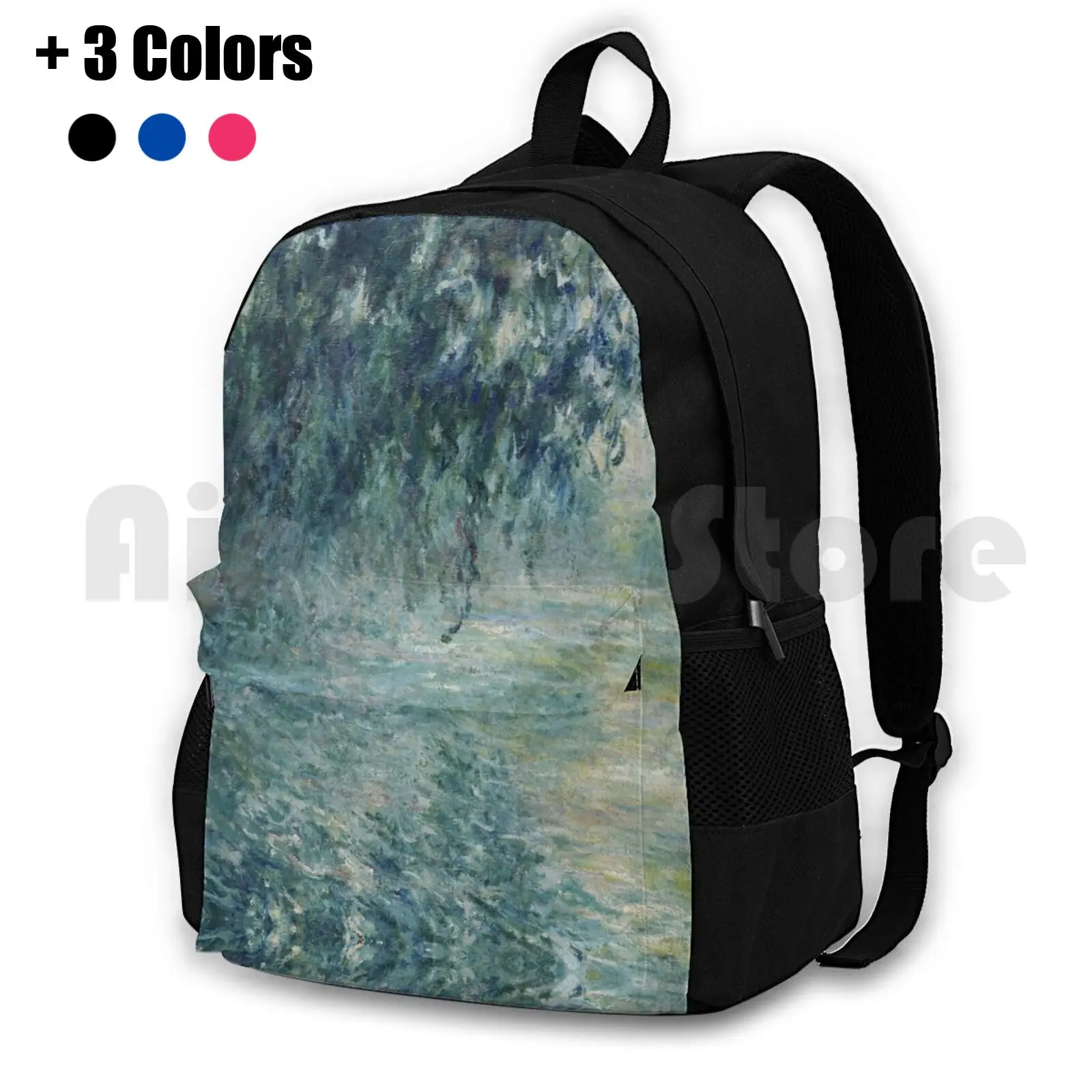 Claude-Morning On The Seine Outdoor Hiking Backpack Riding Climbing Sports Bag Claude Seine River France Masterpiece Fine Art