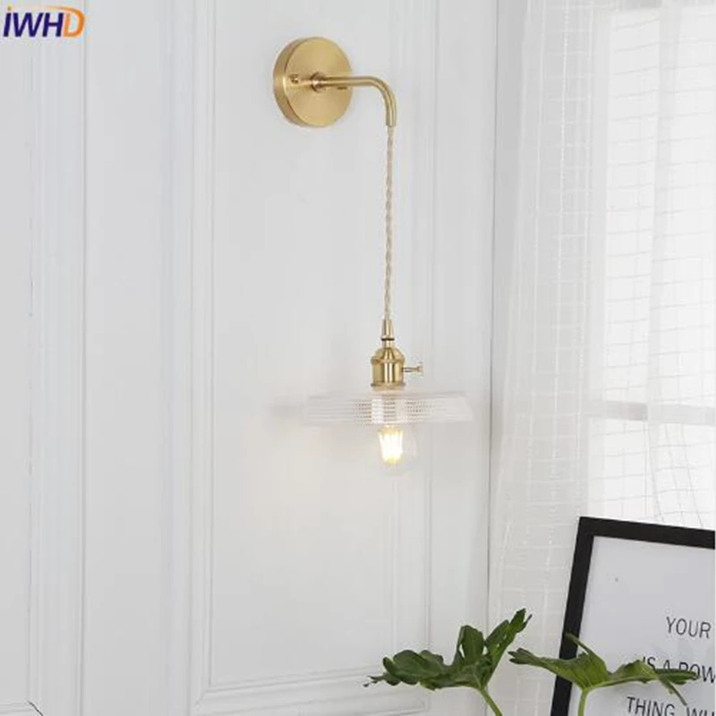 Copper Wall Lamps Sconces Nordic Glass LED Wandlamp Fixtures Modern Wall Light Bedroom Living Room Applique Murale Luminaire