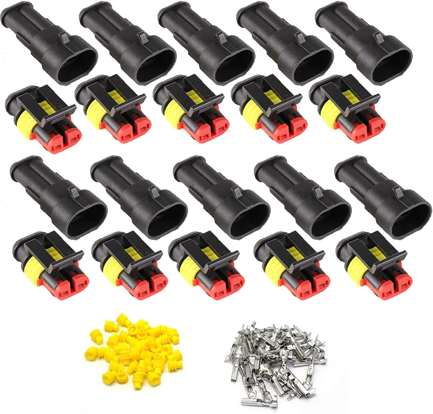 5 sets Kit 2 Pin Way AMP Super seal Waterproof Electrical Wire Connector Plug for Car Auto 2 Pin Way Sealed