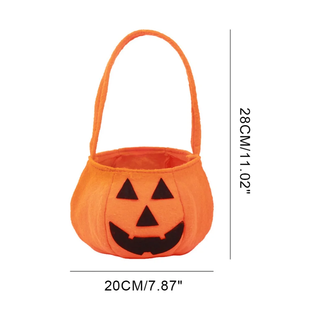 Cute Halloween Candy Bag Decorative Portable Handle Pumpkin Bag Kindergarten Candy Halloween Scene Arrangement Cloth Gift Bag