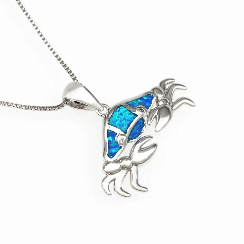 JLP1859  Hot Selling Ocean Series Crab Pendants Opal Crab Pendant Necklaces