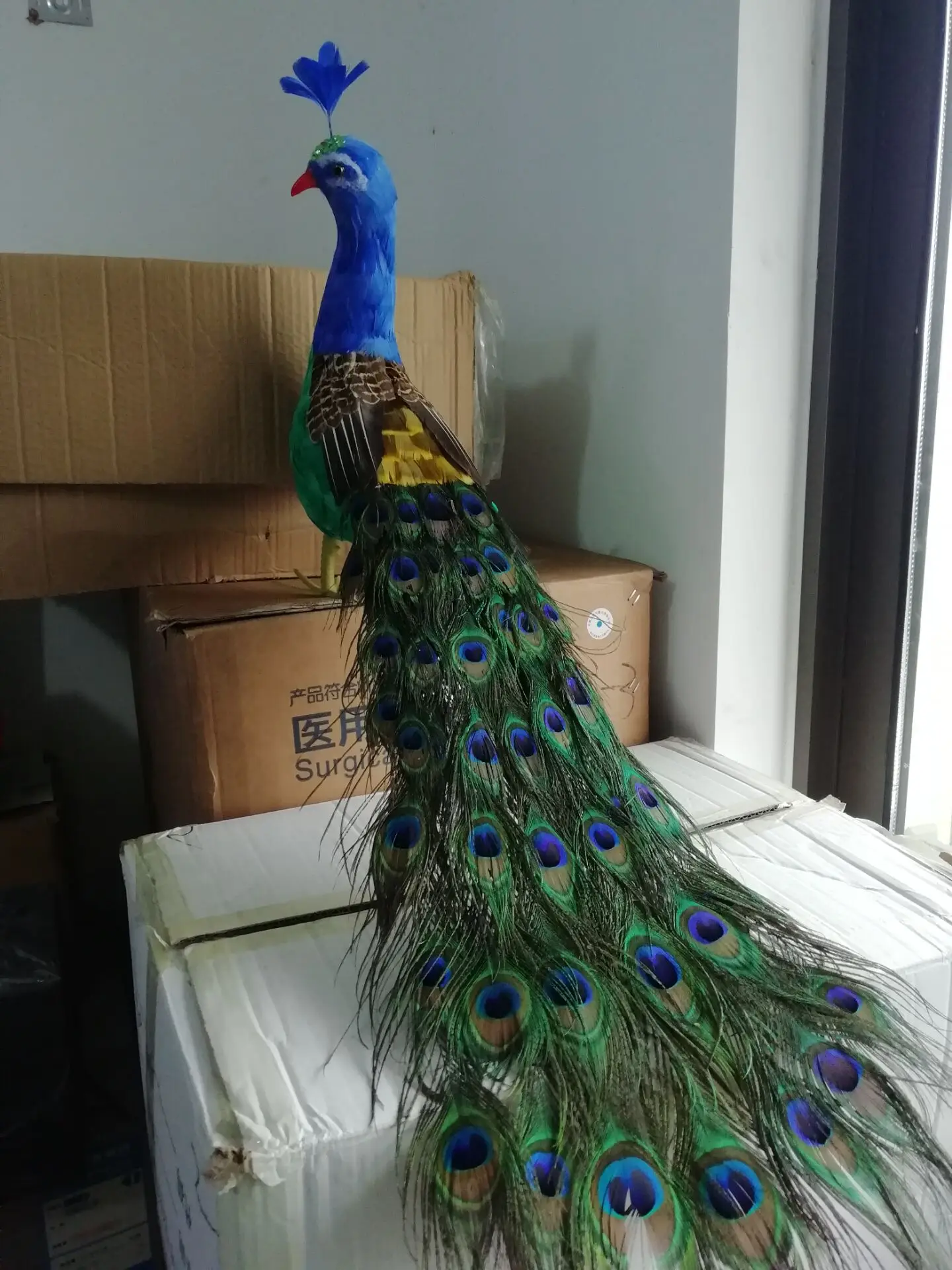 

big real life beautiful peacock model foam&feather long tail colourful peacock bird gift about 120cm c3010