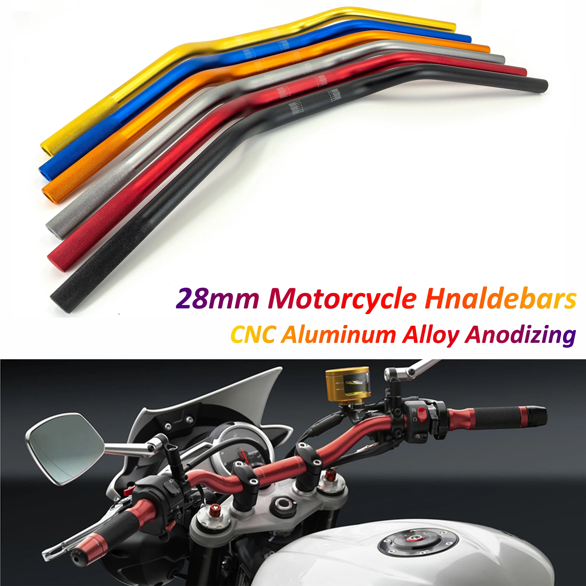 28mm 72cm Handlebars Motorcycle CNC Aluminum Alloy Sand Blasting Fat Bars for Yamaha Tmax 530 Nmax Xmax PCX 150 Duke 390 TRK 502