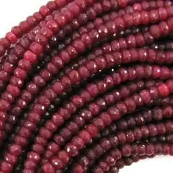 new 4x6mm faceted genuine red ruby rondelle beads 15
