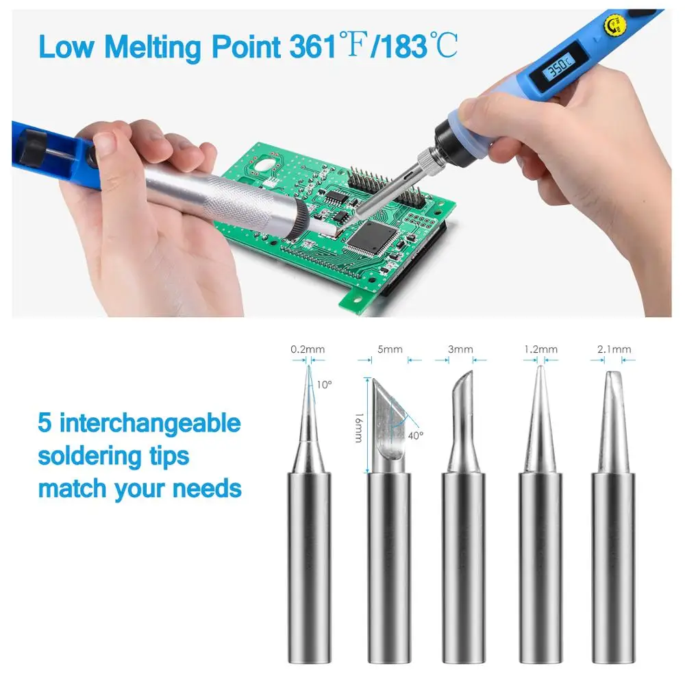 Ferro de solda digital elétrico Kit, interruptor on-off, faca, bomba desoldering, ferramentas, 80W