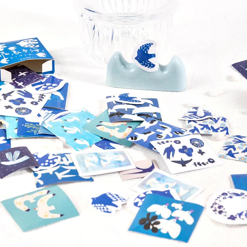 46 pcs/box Cute Bird and sea series Decorative Stationery Planner Stickers Scrapbooking DIY Diary Album Stick Lable