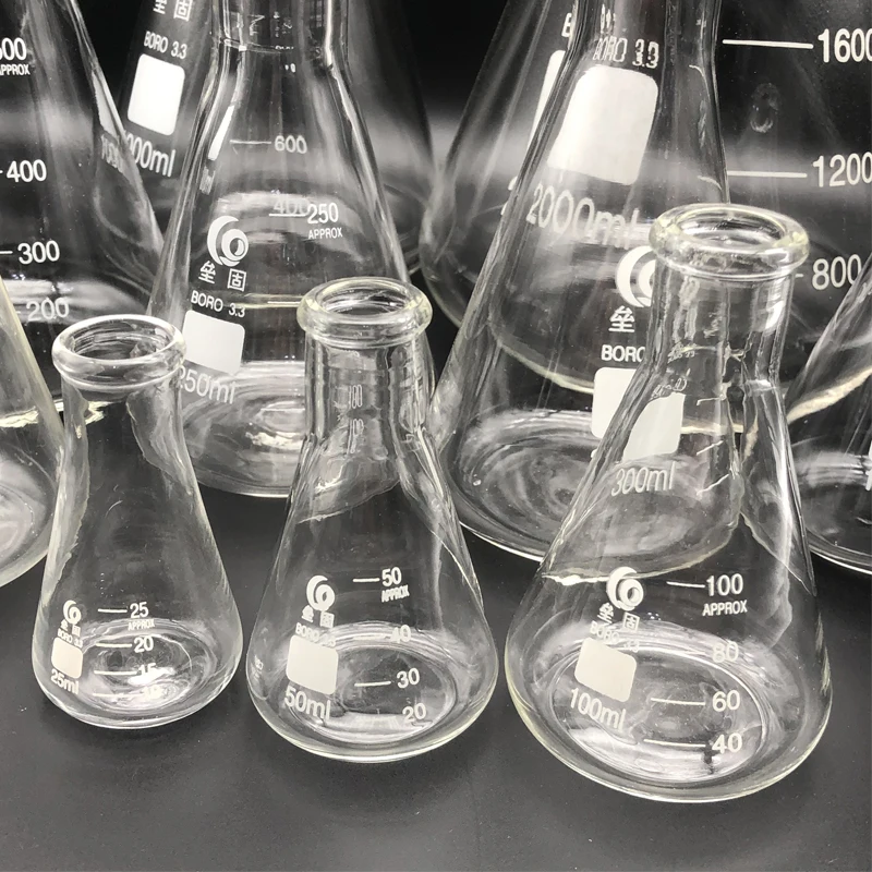 Thicken Glass Erlenmeyer Flask Laboratory Conical Flask  Borosilicate 3.3 High Temperature Resistance Measuring Glass