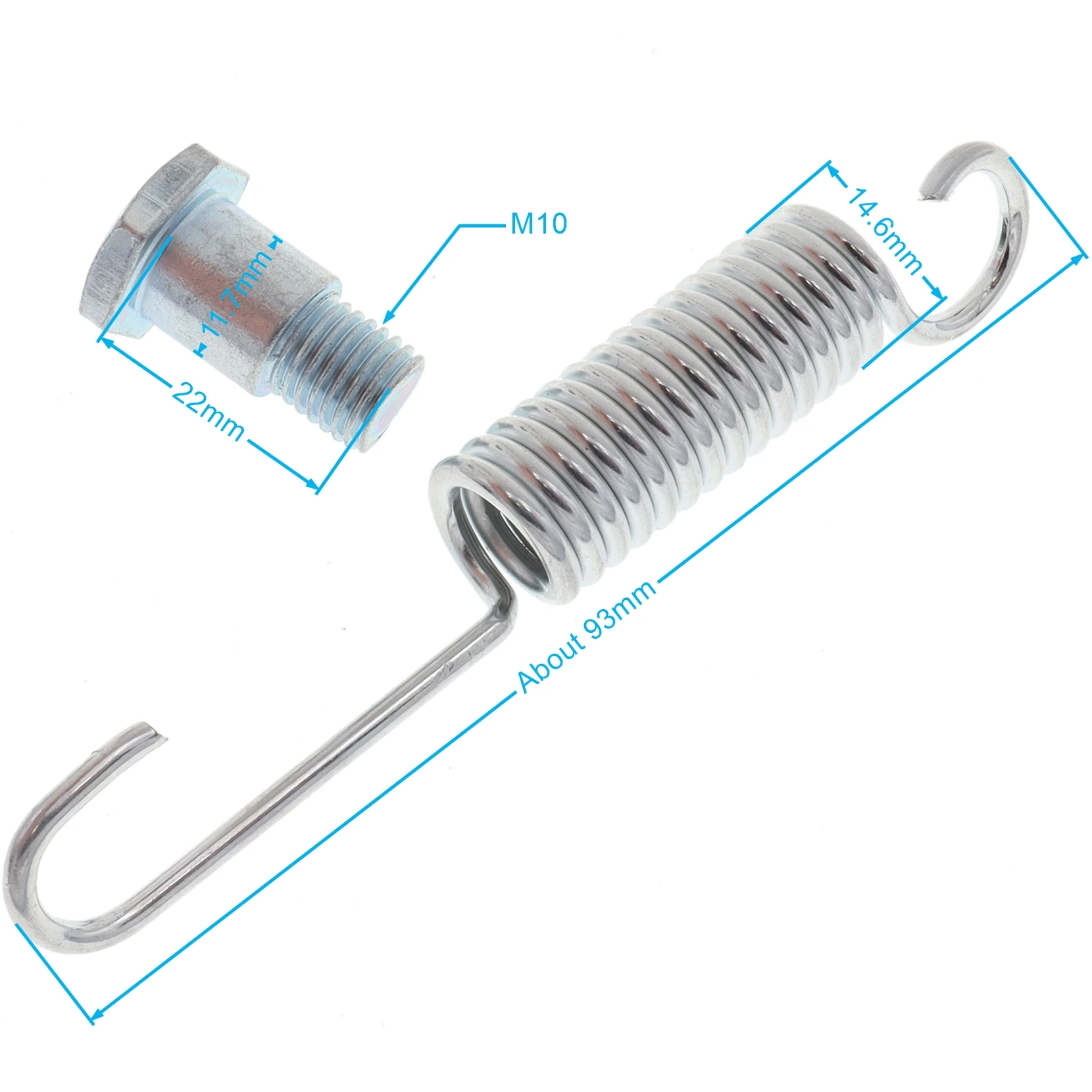 1Set 93mm Length M10 Bracket Support Feet Side Foot Frame Screw & Spring for Motorcycle Dirt Pit Bike