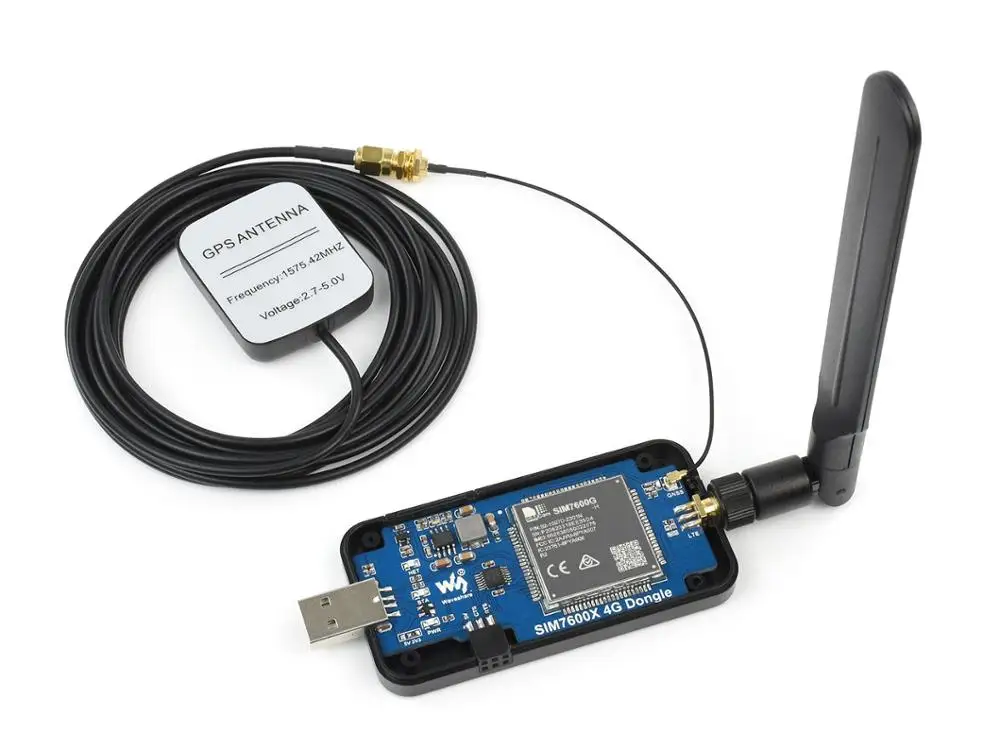 Waveshare SIM7600G-H 4G DONGLE, GNSS Positioning, Global Band Support