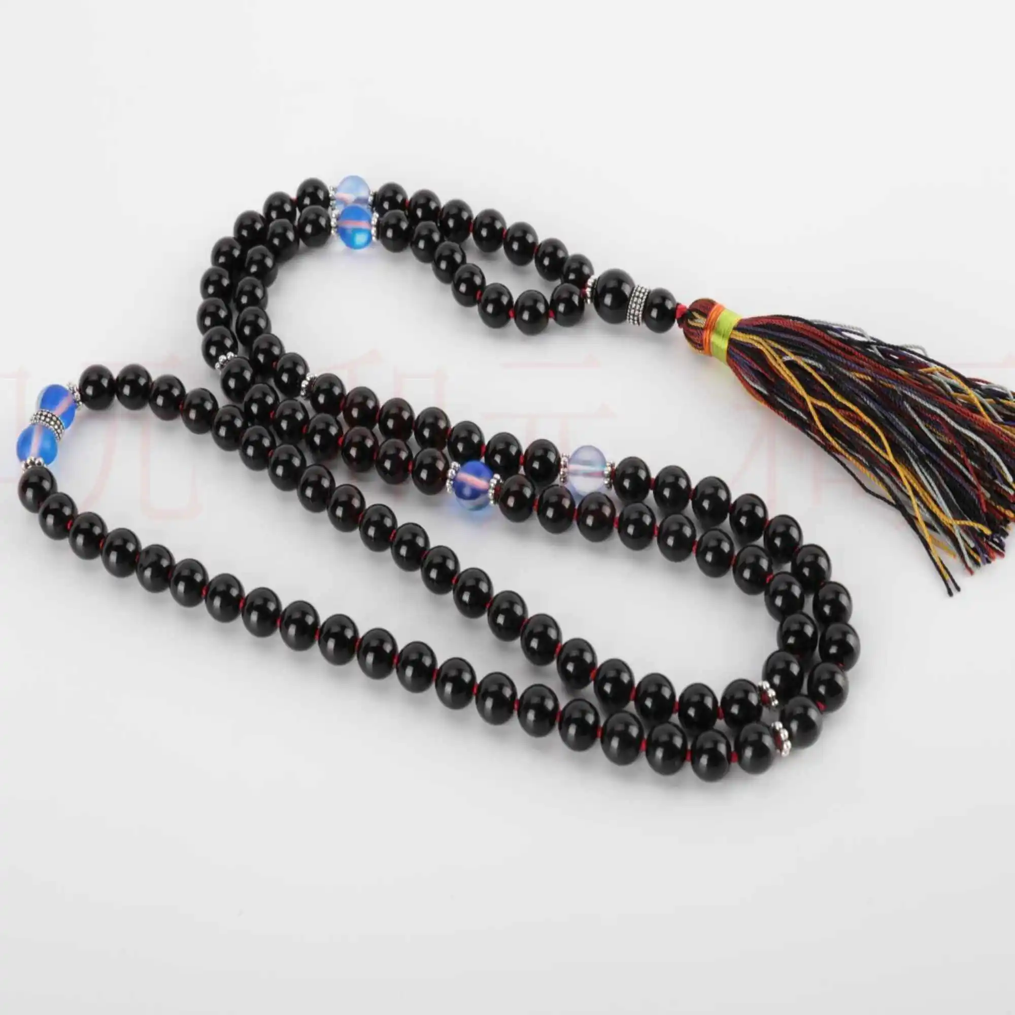 

6mm 108 Natural black agate gemstone knot Tassel Necklace Pray Spirituality Relief Prayer Restore Meditation Seven Chakras Mala