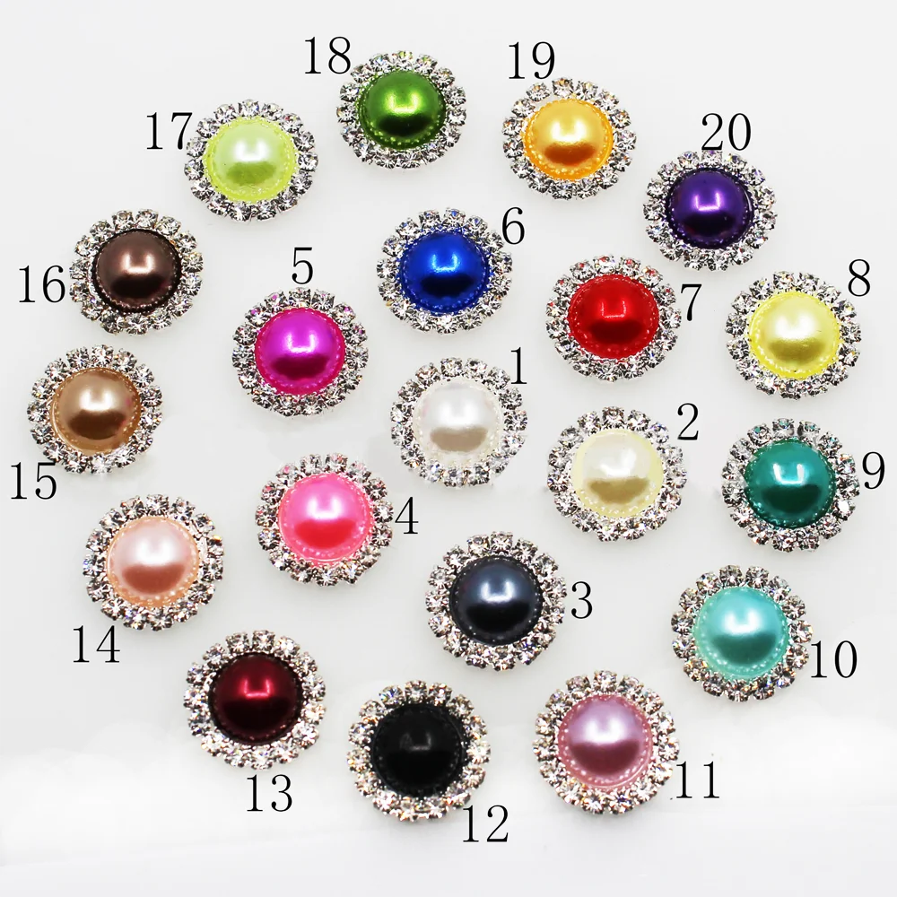 SKYE CIEL10pcs/Lot 16mm colorful  round Pearl Wedding Diamond Factory Outlets Rhinestones DIY Hair Accessory Decorative