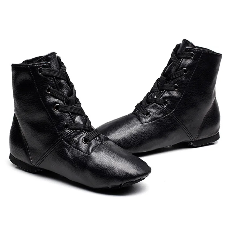 High Quality Fast Delivery Women Men Full Size PU Leather Dance Jazz Boots Shoes