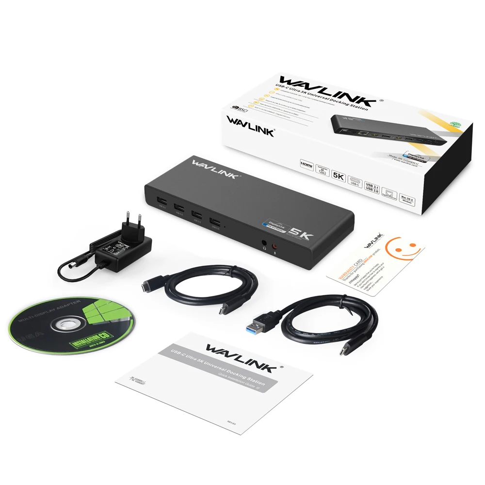 Wavlink USB 3.0 Universal Docking Station USB C Hub 5K Dual 4K HDMI Compatible DP Multiple Display For Windows Mac OS Laptop