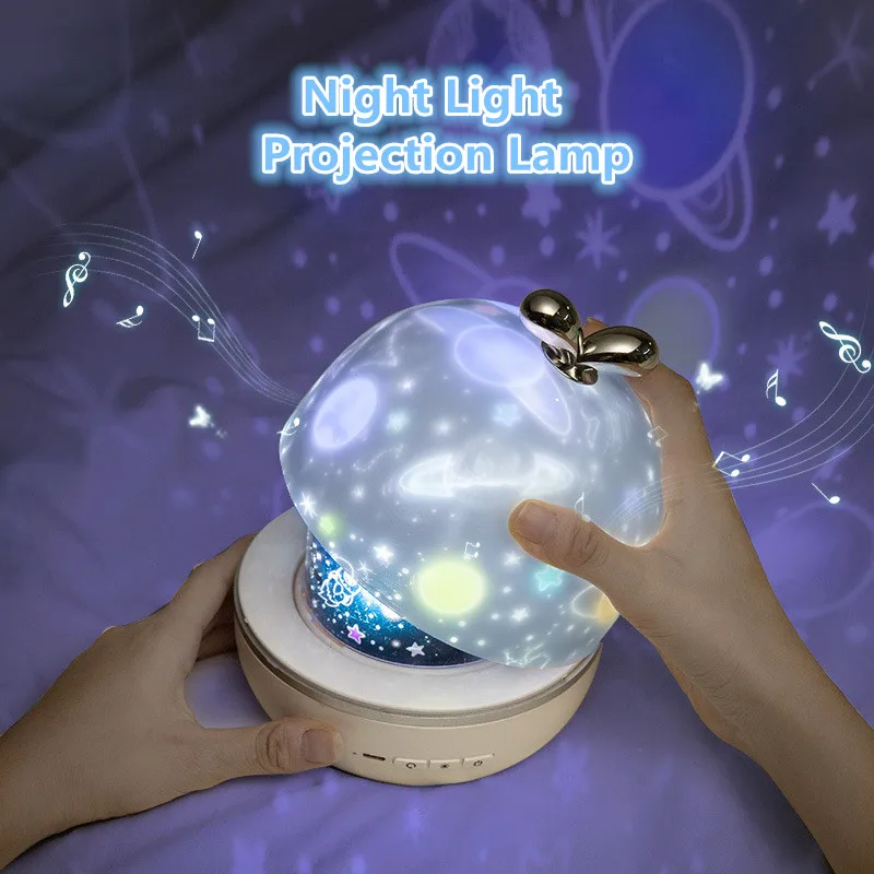 2020 Universe Starry Sky Projection Night Light USB Chargeable Music Rotate LED Lamp Colorful Flashing Star Kids Gift