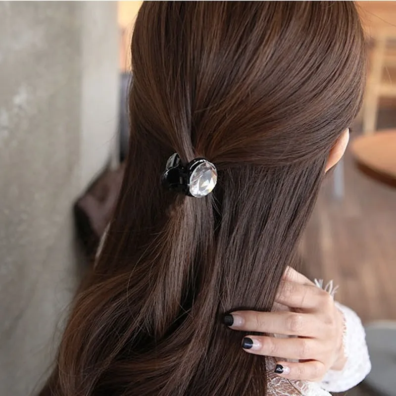 Korean version of crystal clipsmall crystal clip crystal hair clip crystal half-tie hair ponytail clip, Crystal Hair Claw