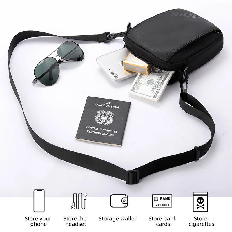 Heroic Knight Casual Crossbody Bag Fashion Male Luxury Square Phone Purse Waterproof Women Mini Shoulder Messenger Bag