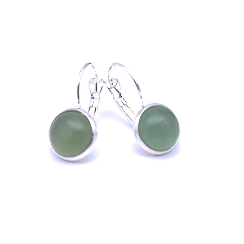 10MM 12mm Green Aventurine  Stone Earrings Environmental Protection  Crystal Charms Earrings for Women Fashion Jewelry