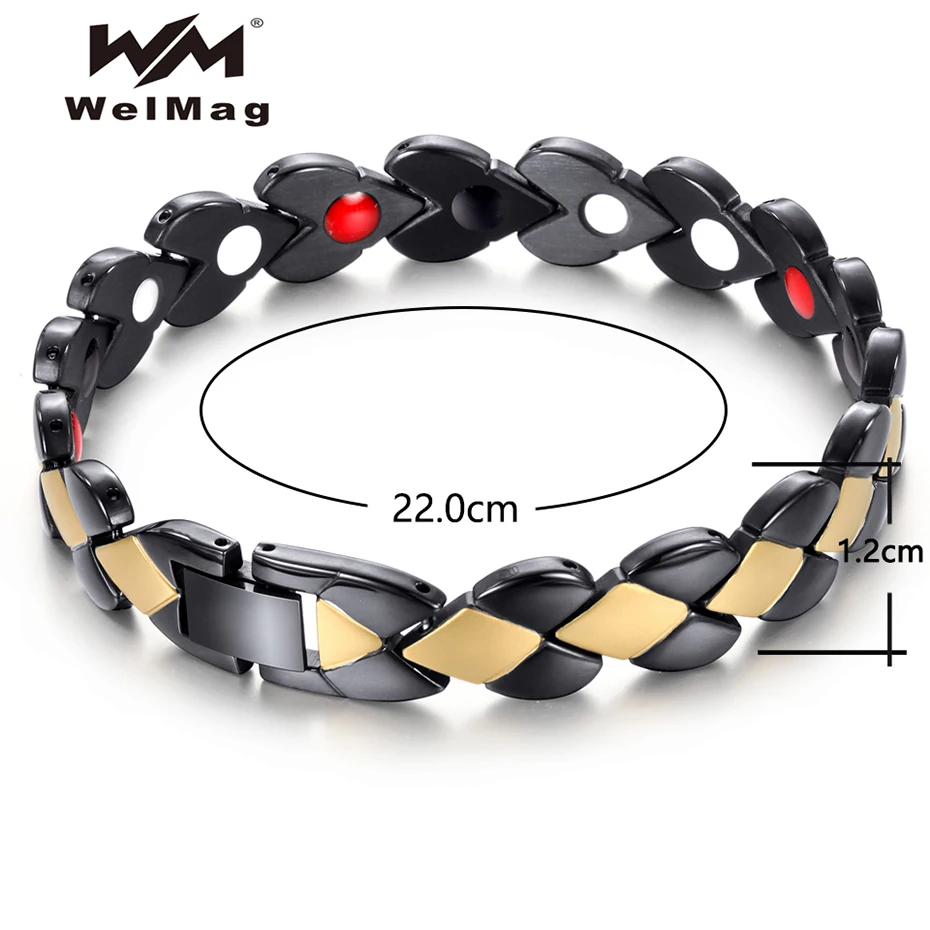 WelMag Stainless Steel Bracelets For Men Therapy 4in1Health Jewerly Wristband Magnetic Bangle Homme Gifts 2024