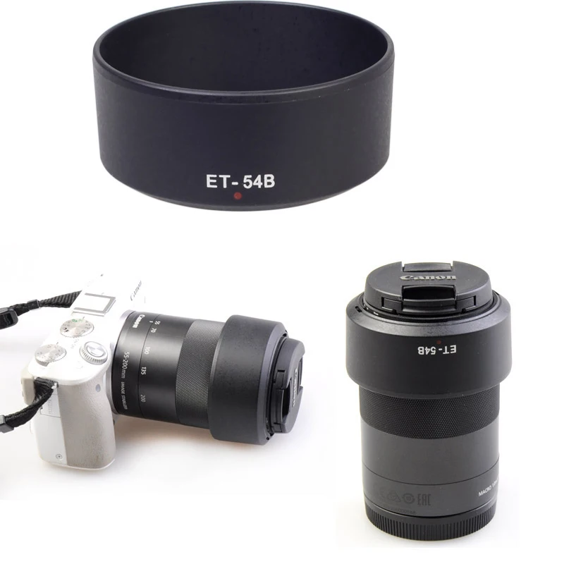 Canon Camera ET-54B lens hood Micro EF-M 55-200STM Lens 52mm Accessories EOS M100M3M5M6M10Camera Reverse buckle sun hood et 54b