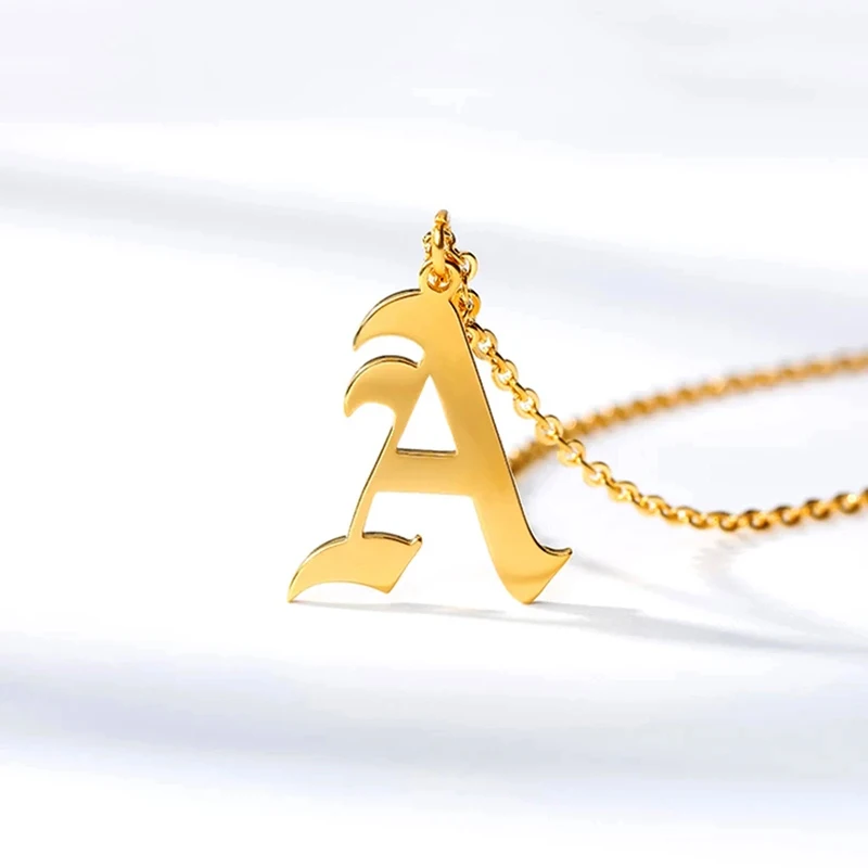 A-Z Letter Initial Necklaces For Women Men Gold Color Stainless Steel Neck Chain Male Female Pendant Necklace Jewelry Collier