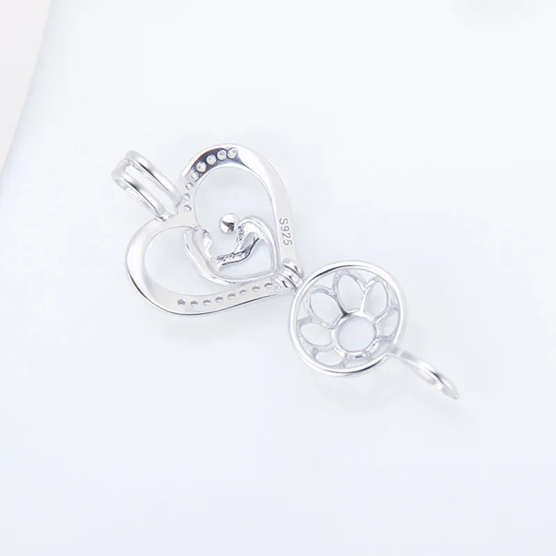 CLUCI Silver 925 Heart Shaped Pearl Locket for Women Necklace Making 925 Sterling Silver Pendant Mother\'s Day Gift SC350SB