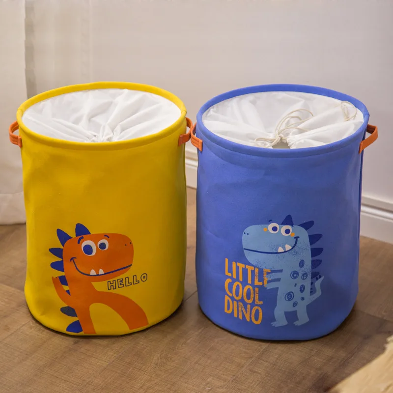 Children's Thick Cartoon Dirty Clothes Basket Foldable Laundry Basket Fabric Beam Mouth Dirty Clothes Cotton Basket Cute Style