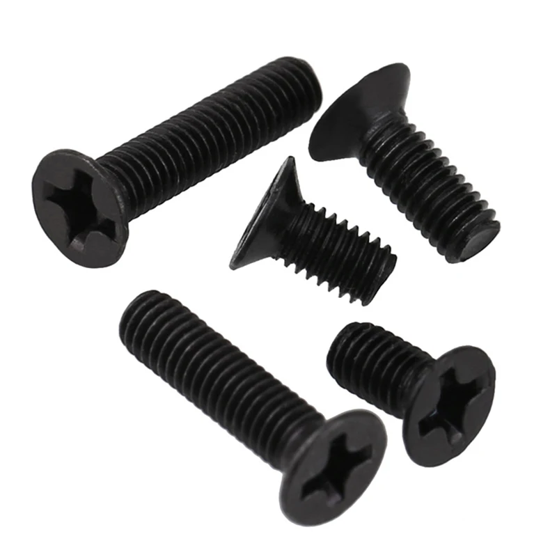 100 Black Cross Countersunk Head Screws M1.4 M2 M2.5 M3 Carbon Steel Glasses Laptop Steel Frame Structure Braking System Crane