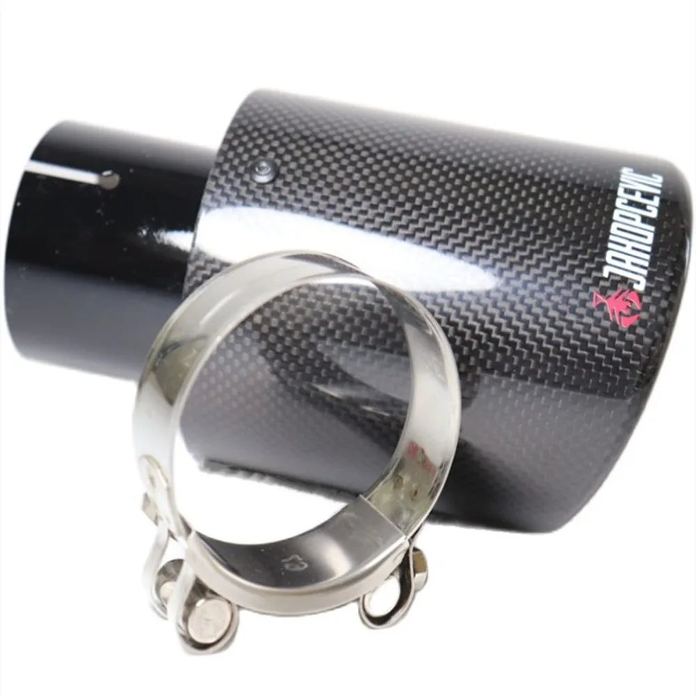 Car Glossy Carbon Fiber Exhaust System Muffler Tip Universal Straight Stainless Black Mufflers Multi-Size For Akrapovic