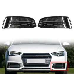 Areyourshop 1 Pair Front Fog Light Cover Bumper Grille fit For AUDI A4 B9 S-LINE 2016 2017 2018 Car Grill 8W0807681F 8W0807682F