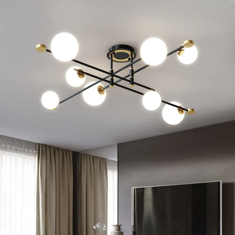 

Modern Minimalist Long Arm Led Ceiling Lamp Nordic Molecular Glass Restaurant Livingroom kitchen Decor Hanging Lights