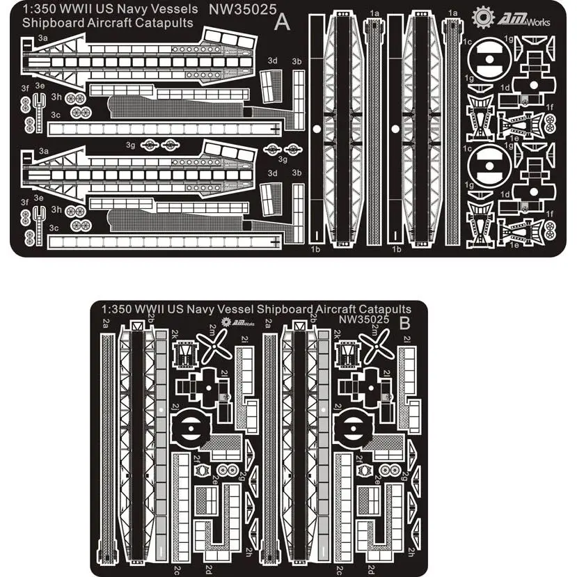 

AM-WORKS NW35025 1/350 WWII US Navy vessels shipboard aircraft catapults - Upgrade Detail Set