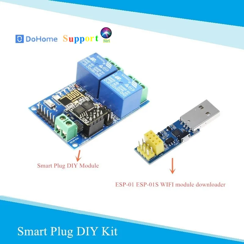 DoHome DIY Smart Plug,Dual-Tunnal WiFi Smart Socket Support Siri (No Apple MFi), No Hub Required DIY Smart Socket Kit