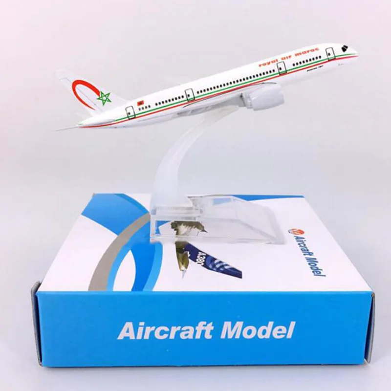 14CM 1/400 B787-800 Model Royal Air Moroccan Airlines W Base Metal Alloy Aircraft Plane Gift Kids Toy Collection