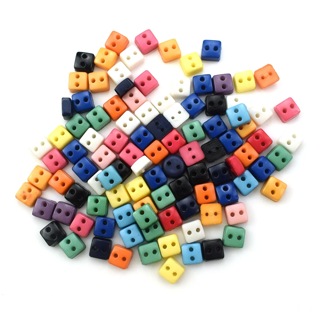 300PCS 6mm Mini Tiny Resin Button 2 Hole Square Resin Buttons Sewing Kid's Apparel Toy Doll Decorative Scrapbooking Card Making