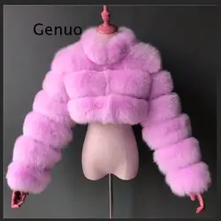 Luxus Nerz Mäntel Frauen Winter Top Mode Rosa FAUX Pelzmantel Elegante Dicke Warme Oberbekleidung Gefälschte Pelz Frau Jacke