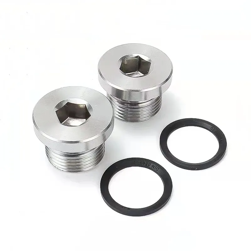 304 Stainless Steel Lnner Six Angle With Flange Oil Plug M8/10/12/14/16/18/20/22/24/27/33 x 1.5 Male Threaded Ring Sealing Plug