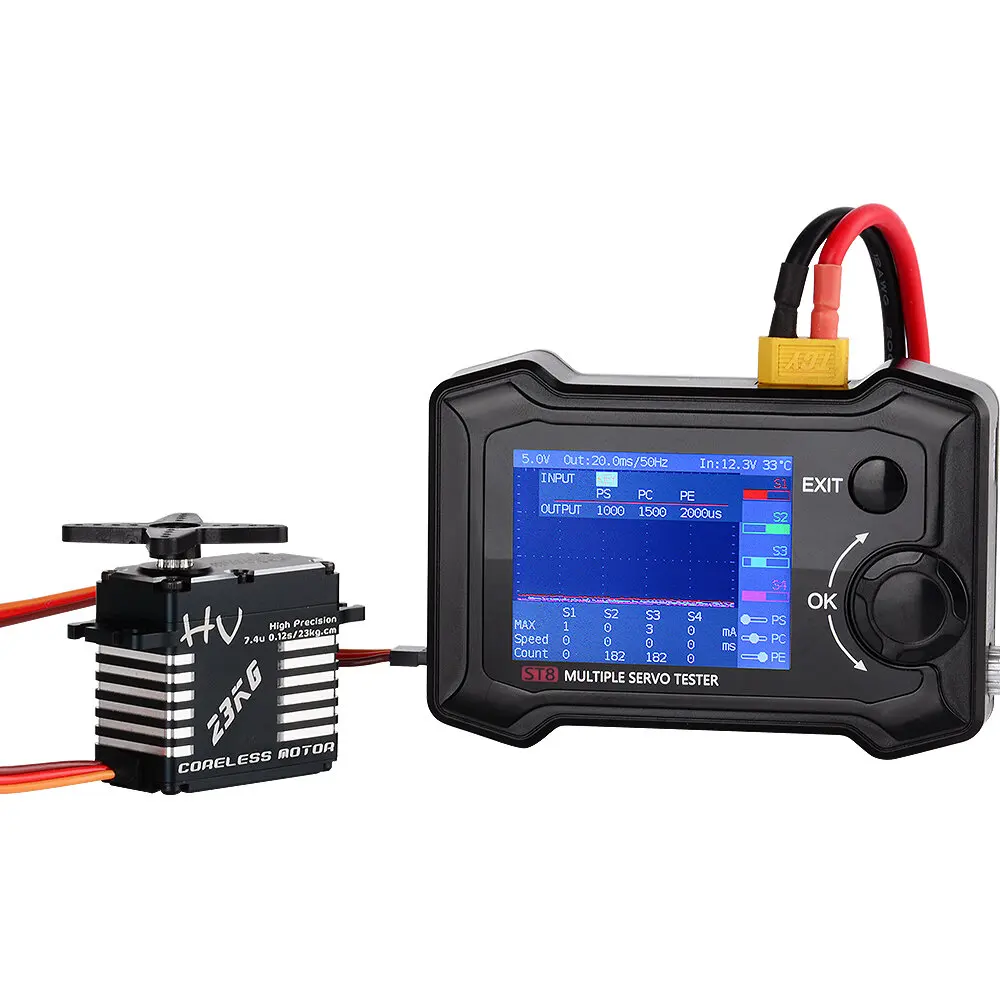 ツールキットrc st8 8ch 100w 2a 7-28v LCDサーボ特殊テスターpwm/ppm/sbus信号速度ライナーステップサーボアナライザー4-wa付き