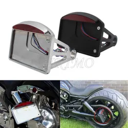 Suporte de led para placa de identificação para motocicleta, suporte horizontal de montagem lateral para harley bobber chopper, acessórios personalizados universais