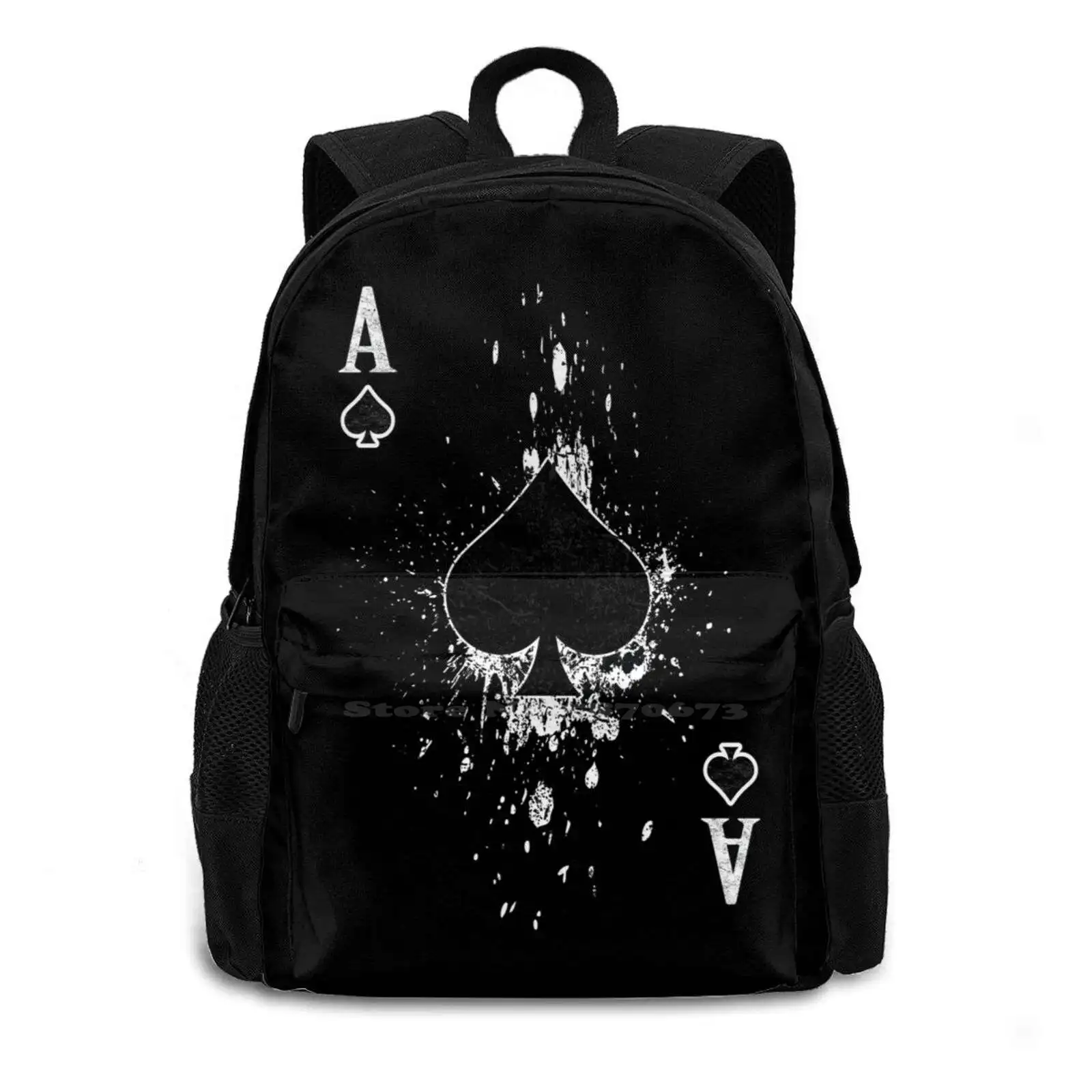 Mochila escolar para portátil de viaje, bolsa de póker, Queen Of Spades, Ace, color negro, moda