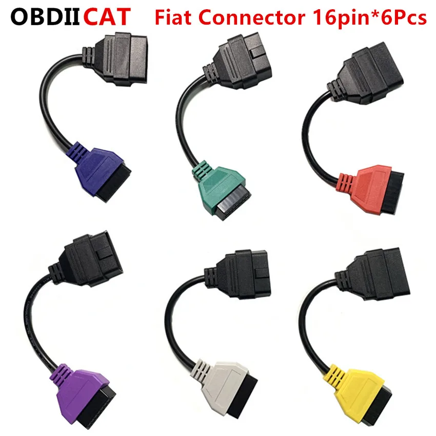 6Pcs/Set For Fi-at Ecu Scan Adaptor Connector 16pin OBD2 Cable OBD Cable For Fi-at Al-fa Ro-meo Three Color (6 Pieces/ Set)