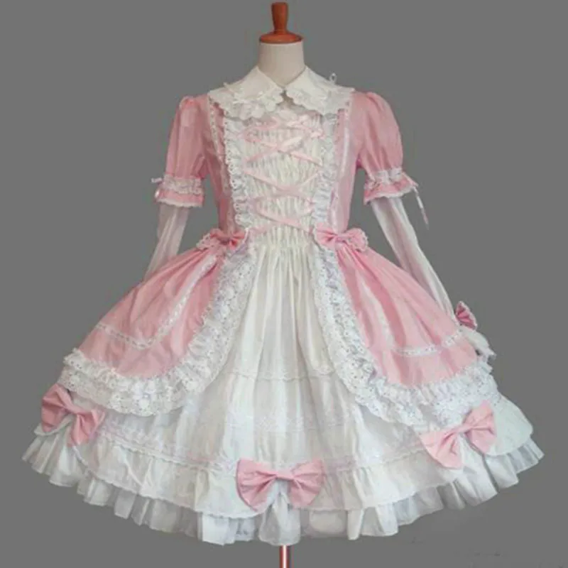 

Vintage sweet lolita dress palace lace bowknot peter pan collar victorian dress kawaii girl lolita gothic op loli cosplay