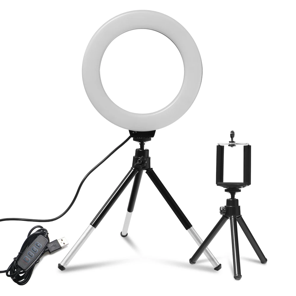 6inch LED Selfie Ring Light - LED Video Light with Tripod Stand For Youtube Live Video, Makeup, Photography And Vlog Creation