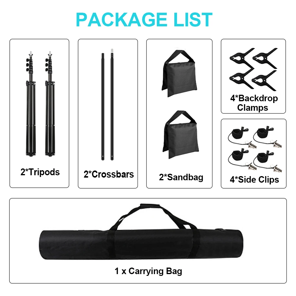 2.6*3m Adjustable Backdrop Stand with Carry Bag Background Stand Green Screen Photo Studio Support for Portrait,Party,Wedding