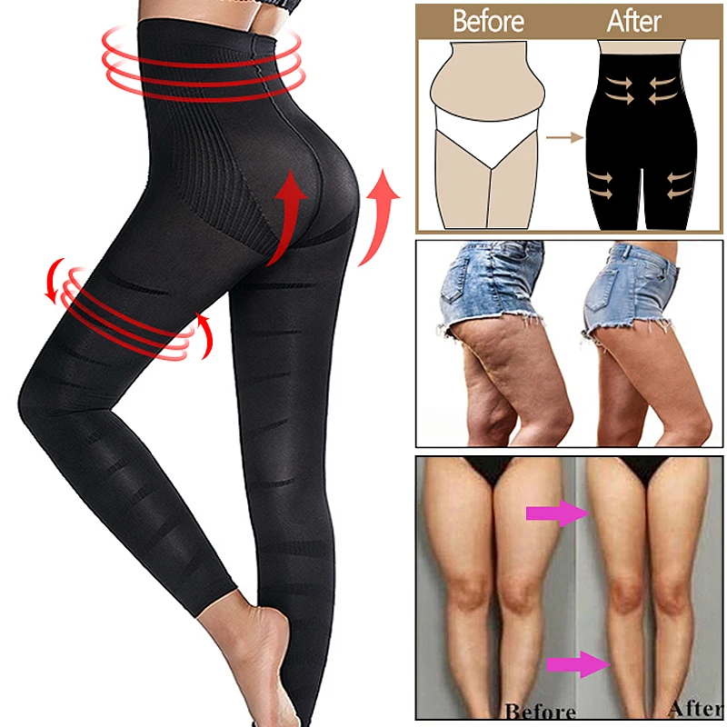 

Leg Slimming Body Shaper Anti Cellulite Compression Leggings High Waist Tummy Control Panties Thigh Sculpting Slimmer Shapewear