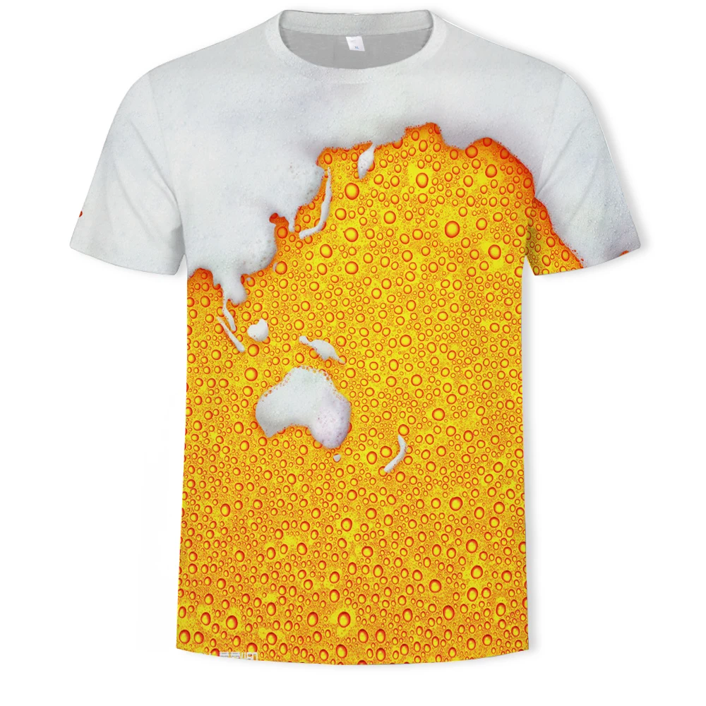 

Summer Men T-shirt 3D Beer Time Short Sleeve Novelty Water Pattern O-Neck Tops Tees Funny 3D Printed Streetwear Tshirt