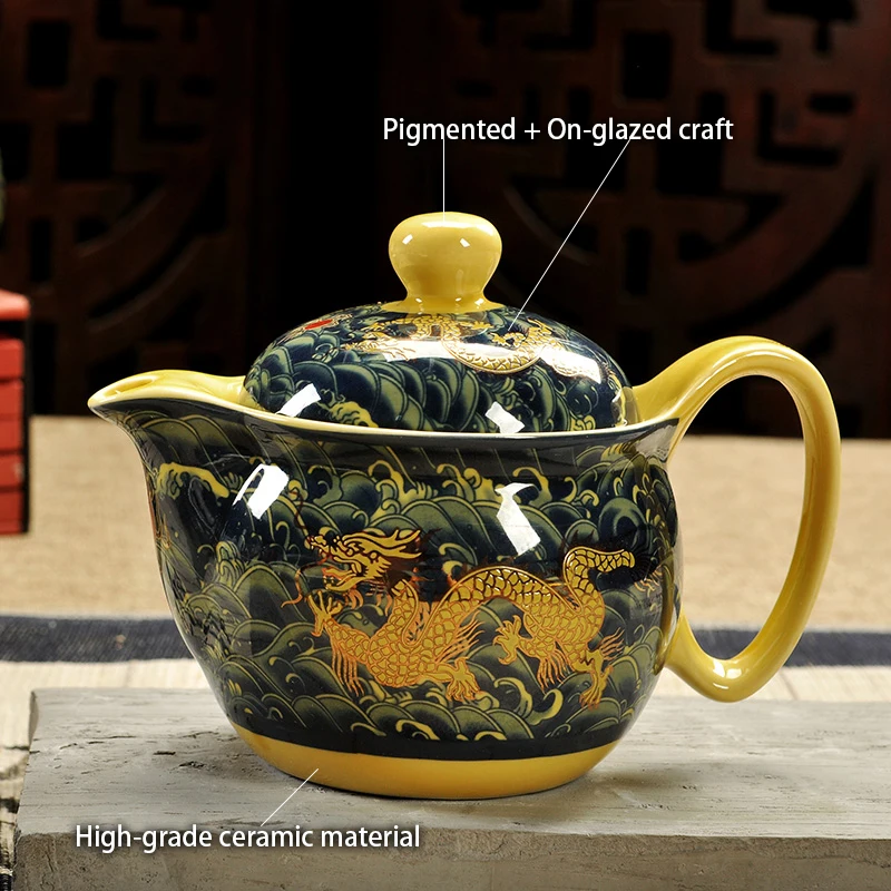 Chinese Ceramic Tea Set Kung Fu Porcelain Tea Cup Pot Set Dragon Teapot Teacup Kungfu Teaset Puer Oolong Tea Ceremony Teaware