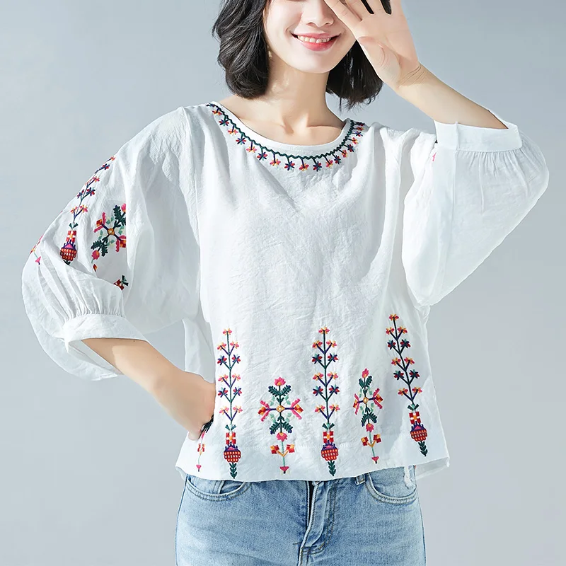 

Summer Korean T Shirt Style Cotton Linen Tshirt Tops 2023 Vintage T-shirts for Women Clothes 2323# KJ5725