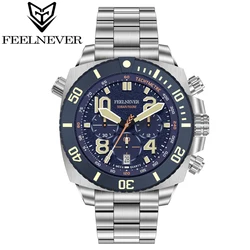 FeelNever Sport Dive Quartz Watch For Men 316L Stainless Steel Sapphire Big Dial Mens Watches 500M Waterproof Clock Reloj Hombre