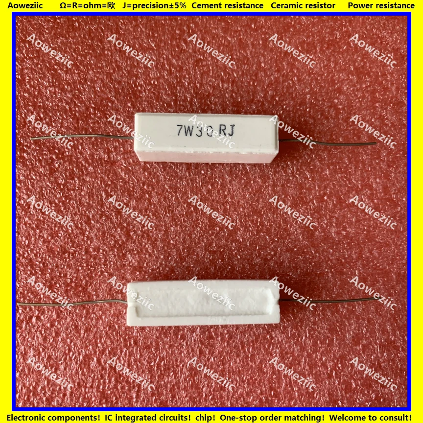 

10Pcs 7W30RJ 7W30ΩJ RX27 Horizontal cement resistance 7W30 ohm 30R 7W 30RJ 30Ω Ceramic Resistance precision 5% Power resistance