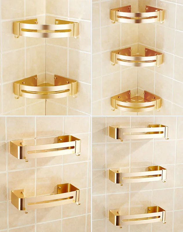 

Punch-free Toilet Bathroom Toilet Rack Gold Wall Hanging Toilet Vanity Triangle Storage Wall Suction Type